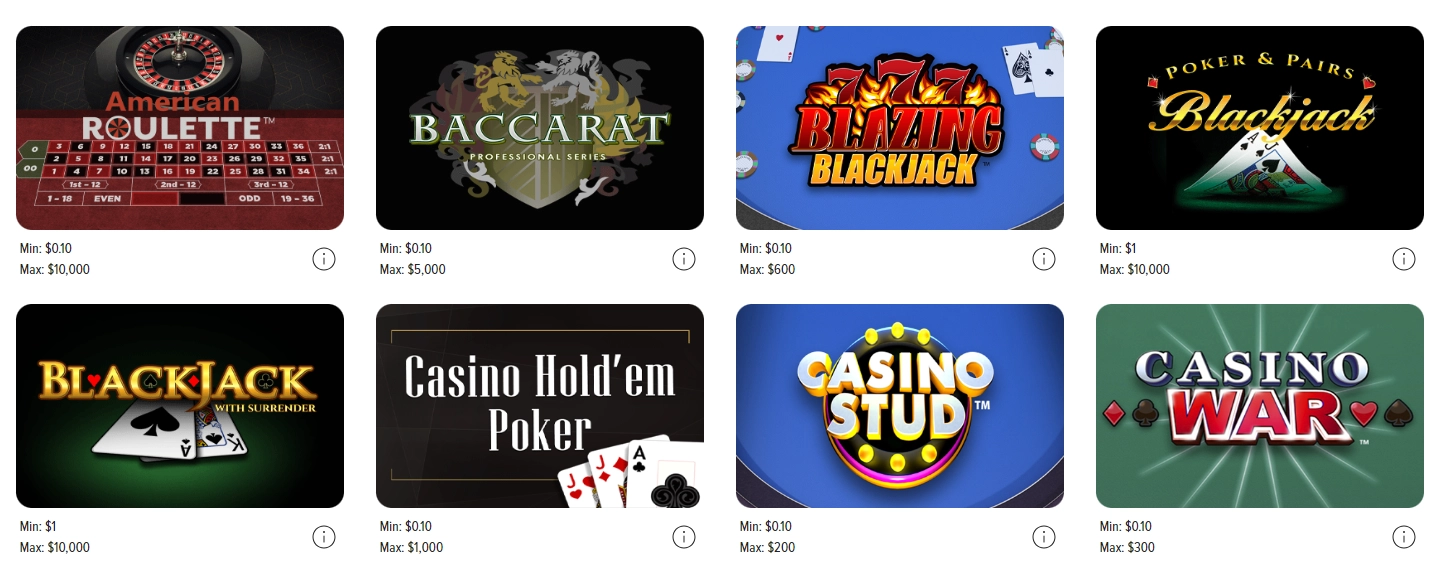 Caesars Table Games Screenshot