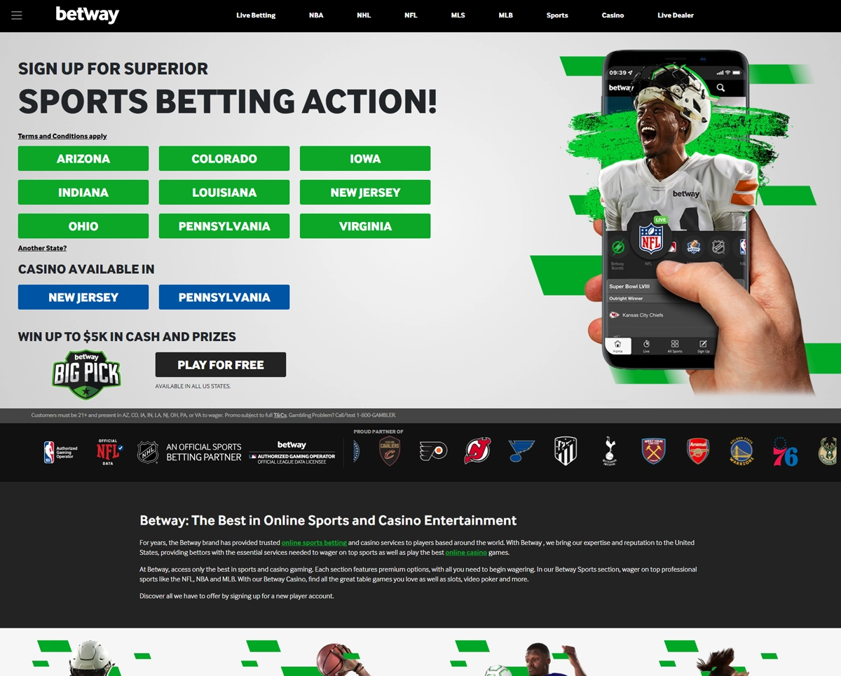 Betway Homepage Screenshot