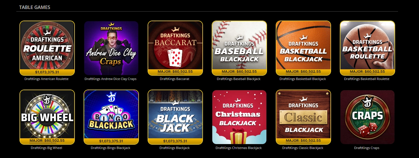 DraftKings Table Games Screenshot