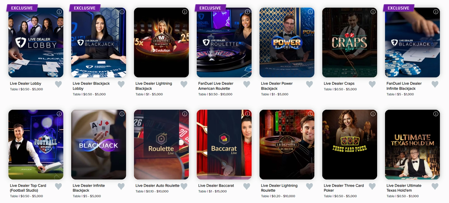 FanDuel Live Casino Screenshot