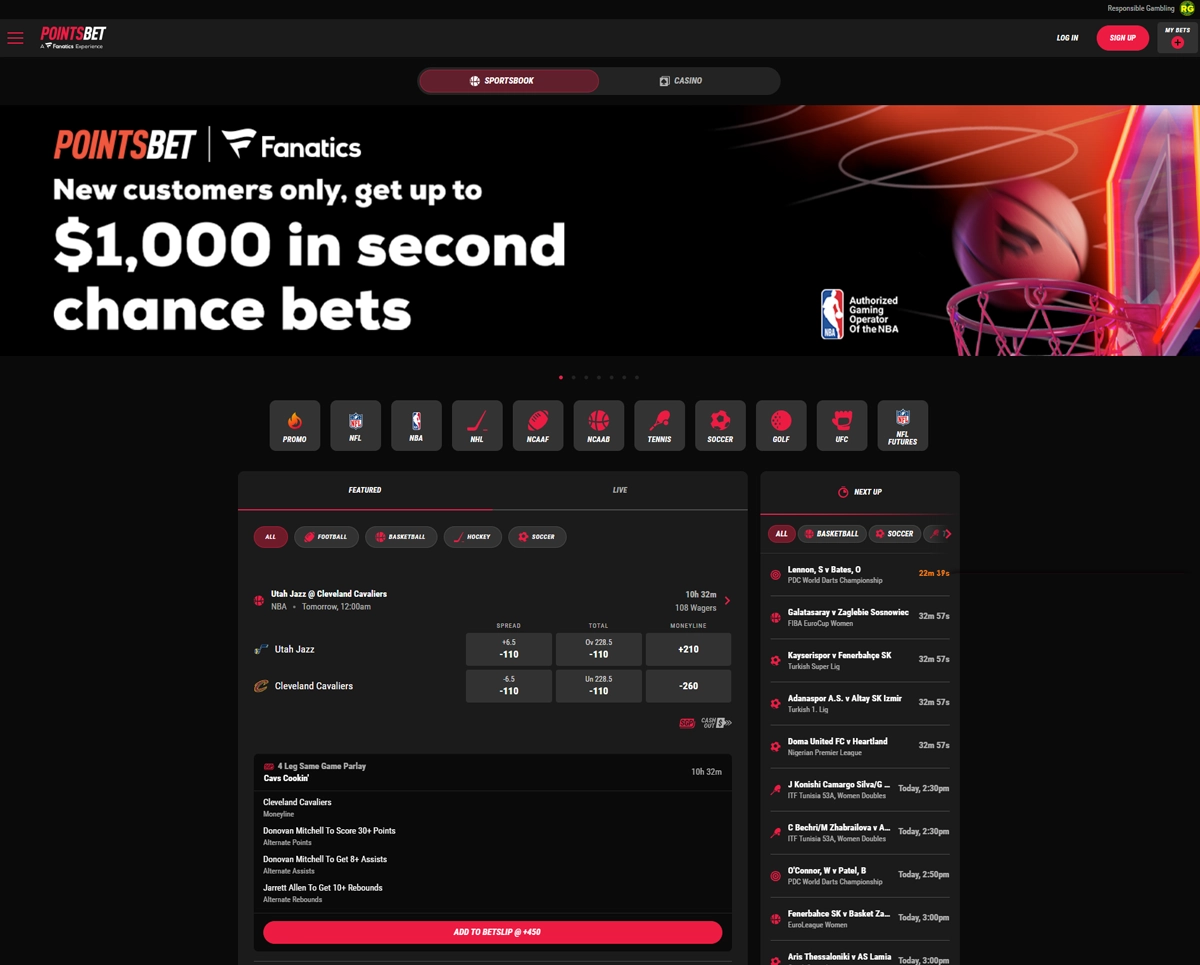 PointsBet NJ Sportsbook Screenshot