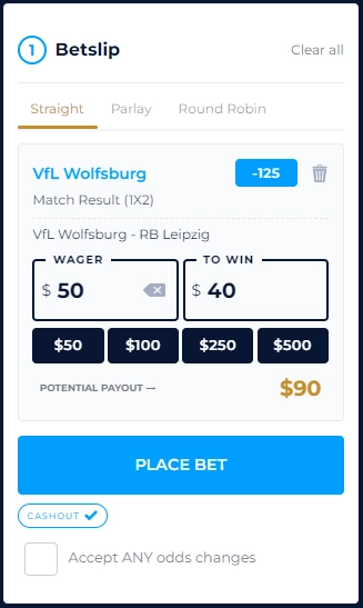 WynnBet Bet Slip Screenshot