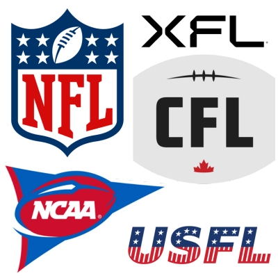 Football Leagues Logos - NFL Logo - XFL Logo - CFL Logo - College Football Logo - USFL Logo