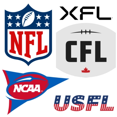 Football Leagues Logos -  NFL Logo - XFL Logo - CFL Logo - College Football Logo - USFL Logo