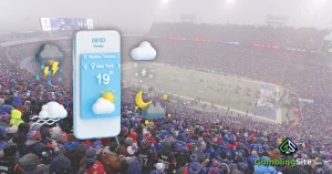 Phone Displaying Weather Forecast - NFL Stadium Bad Weather - GamblingSite.com Logo