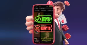 3D Avatar Holding Mobile - BetMGM Casino App - Do's and Don't Neon Sign