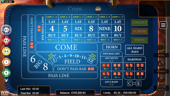 Craps BetMGM Casino Screenshot