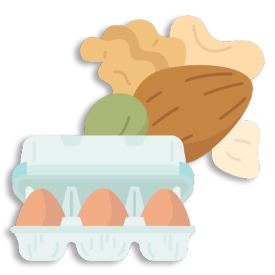 Protein - Different Nuts and a Carton with 3 Eggs Graph