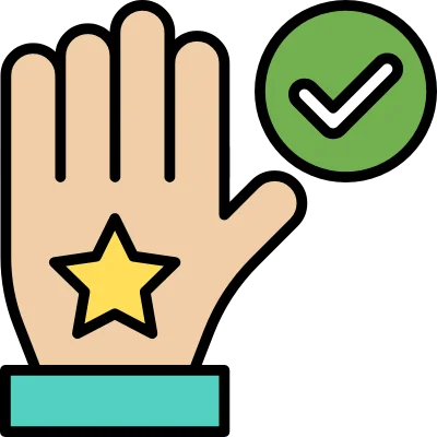 Hand with star on it and checkmark