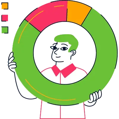 Man holding circle graph