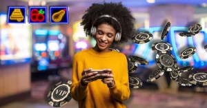 Woman Listening Music Gambling by Smartphone