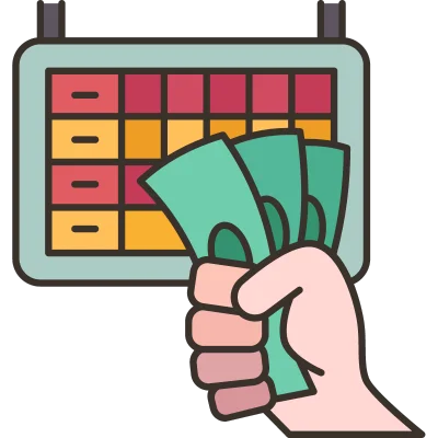 betting screen with and holding money in front of it betting screen with and holding money in front of it