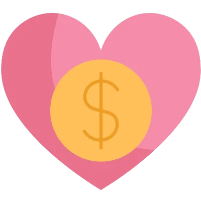 heart with coin inside it