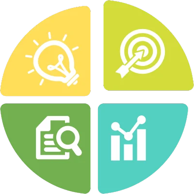 pie chart with marketing icons