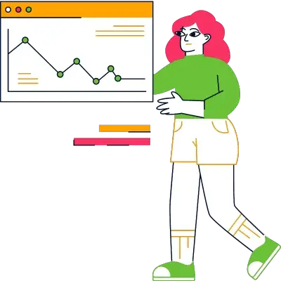 woman holding line graph