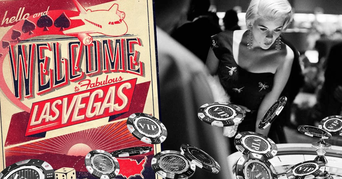 Welcome to Fabulous Las Vegas Card - Woman Playing Roulette - Casino Chips - First Casinos in the U.S.