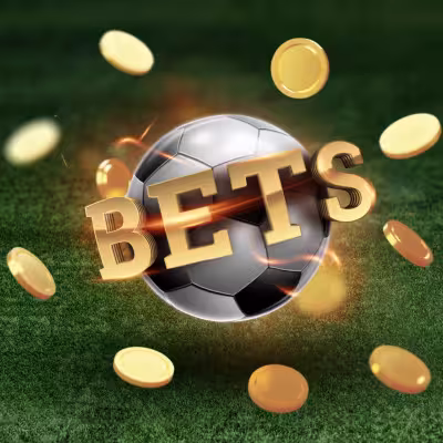 The Word Bets on top of soccer ball and coins