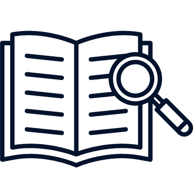 book with magnifying glass