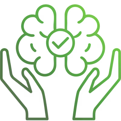 Hand Holding Brain and Checkmark