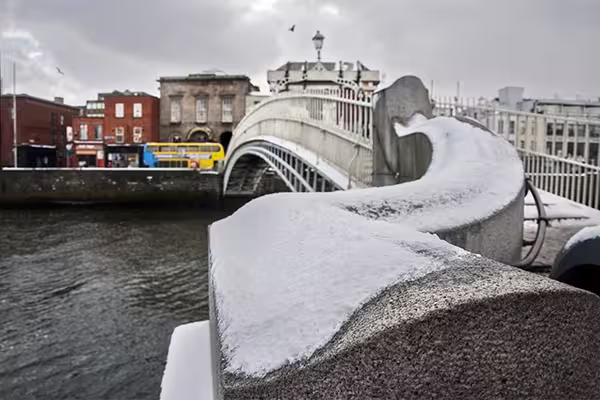 Snow at Ha'penny Bridge - Dublin