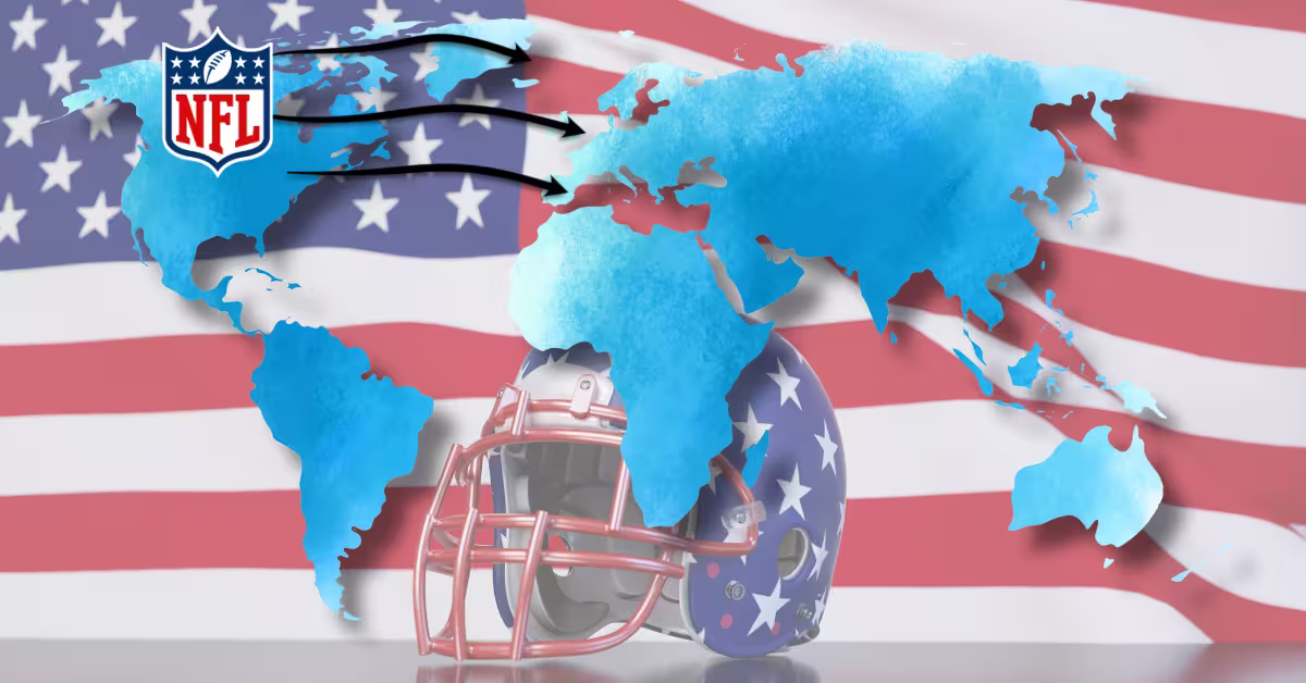USA Flag and Football Helmet Background - NFL Logo - World Map