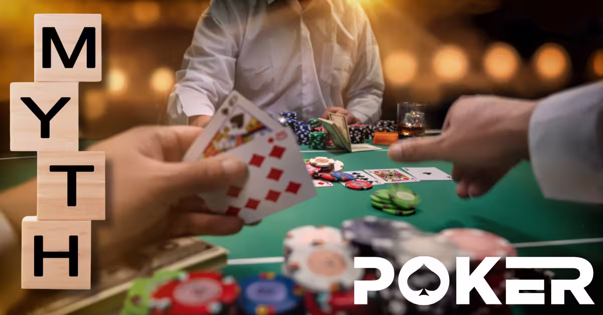 Poker Game at the Casino - Myth word on wooden cubes - Poker Myths