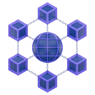3D Blockchain Network Icon