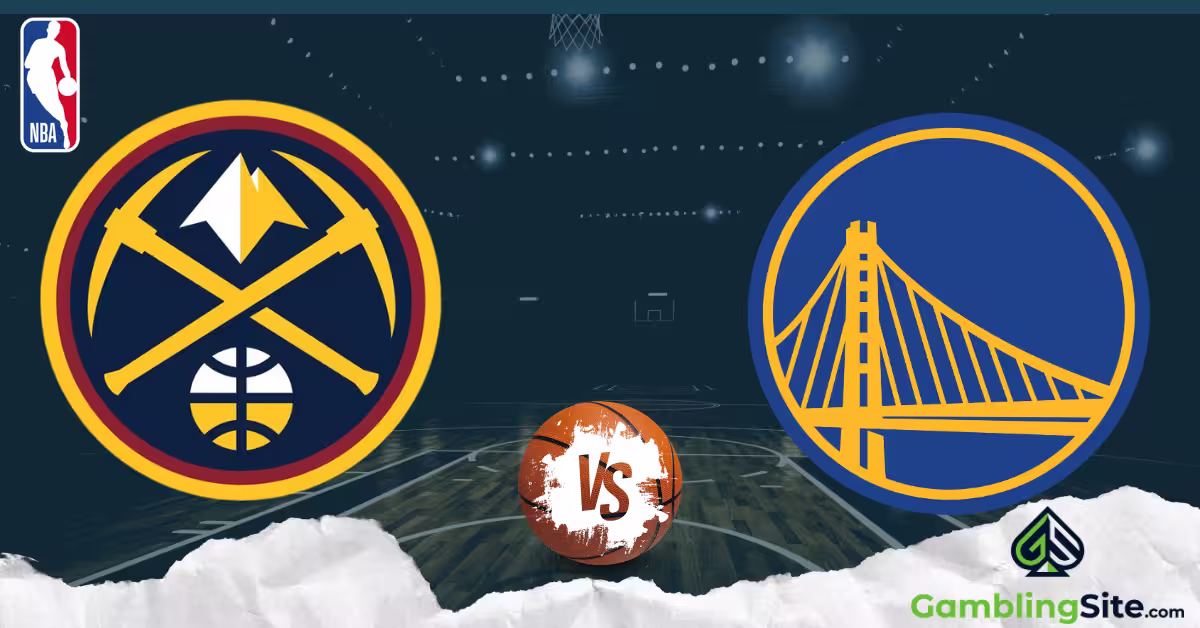 Denver Nuggets vs. Golden State Warriors - NBA Logo - GamblingSite.com Logo