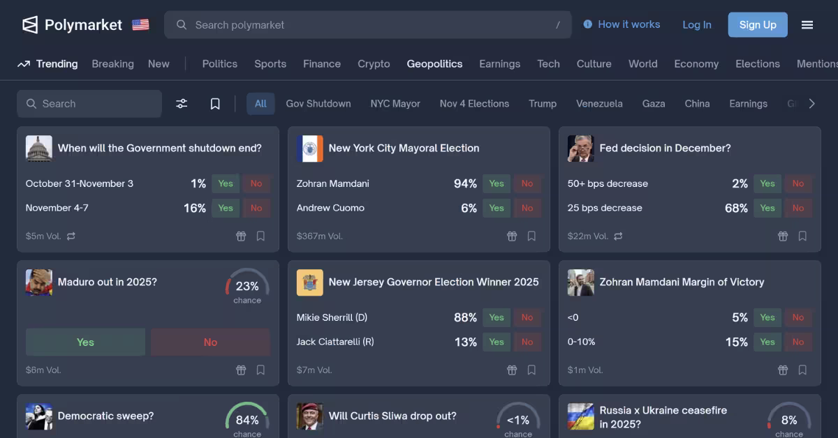 Polymarket Homepage Screenshot