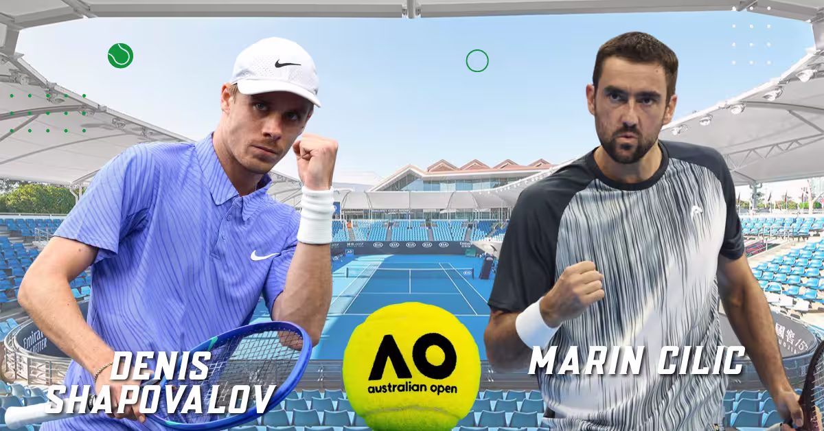 Denis Shapovalov vs. Marin Cilic - Australian Open Logo - Tennis Ball