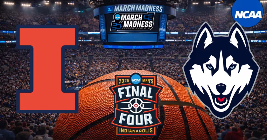 Illinois Fighting Illini vs. UConn Huskies - 2026 Final Four Logo