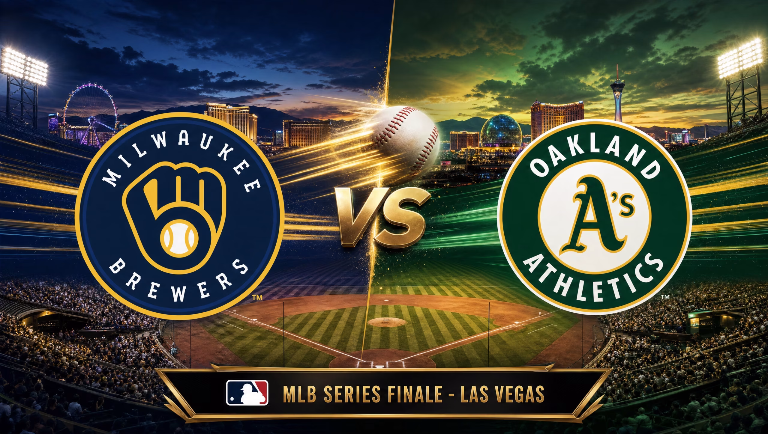 Milwaukee Brewers vs Athletics MLB matchup graphic for the June 10, 2026 series finale in Las Vegas