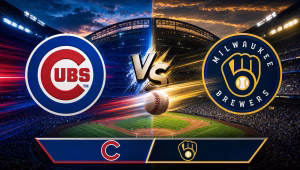 Chicago Cubs vs Milwaukee Brewers MLB matchup graphic with team logos