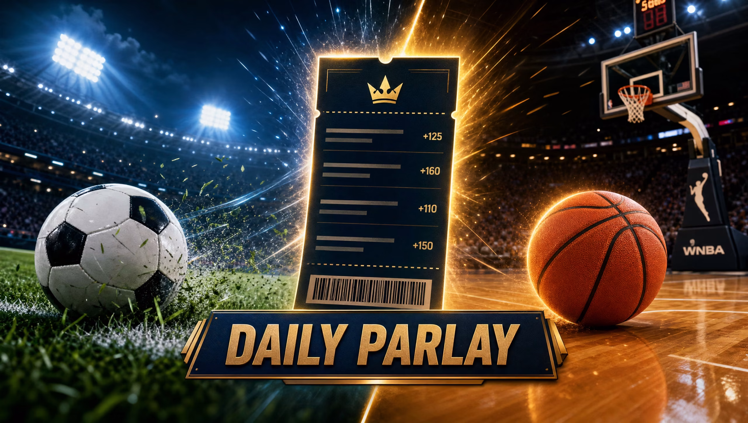 Daily parlay graphic combining World Cup soccer and WNBA basketball.