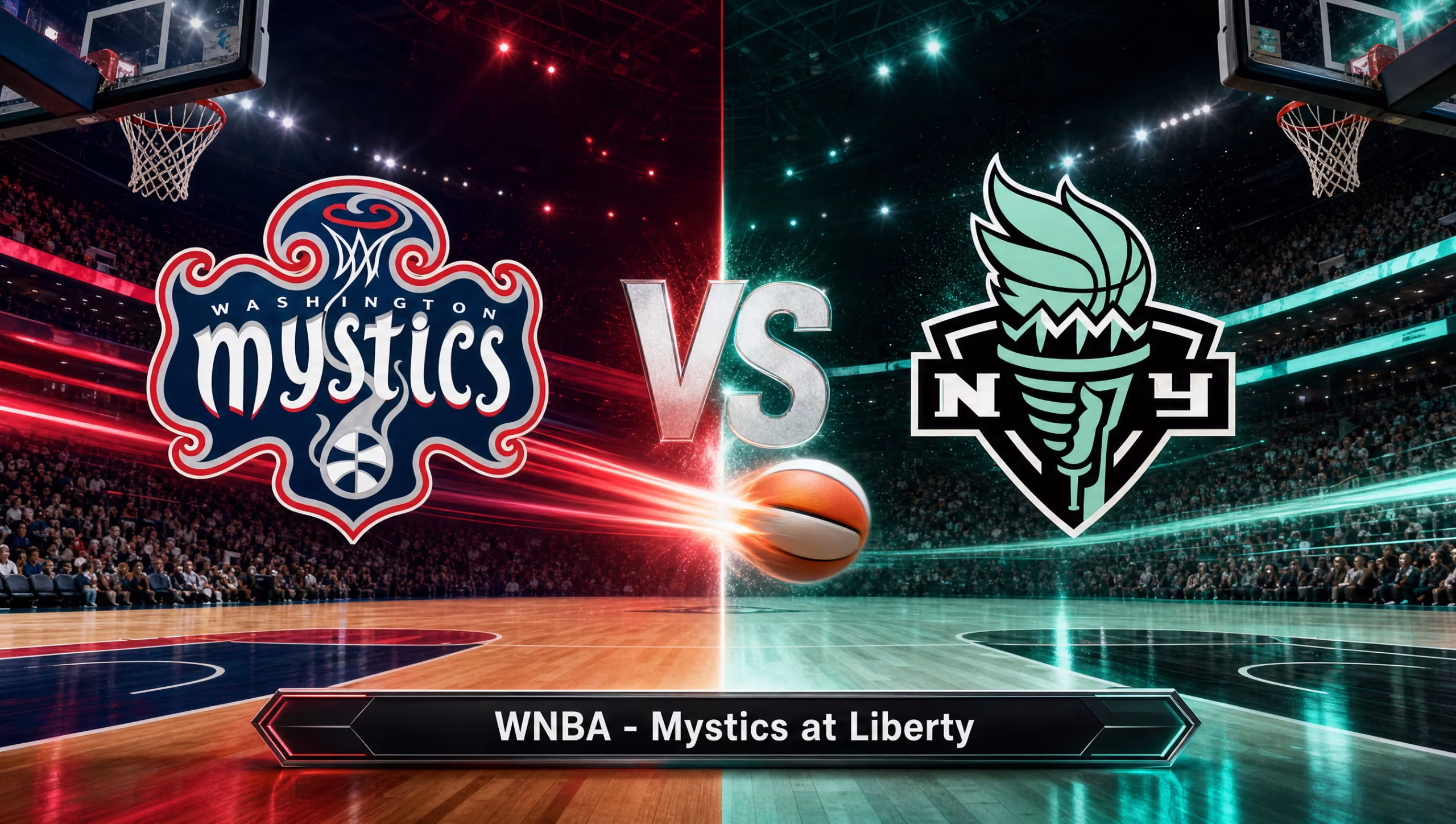Washington Mystics vs New York Liberty WNBA Matchup Graphic