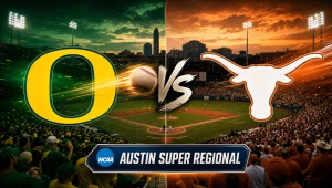 Oregon Ducks vs Texas Longhorns NCAA Austin Super Regional baseball